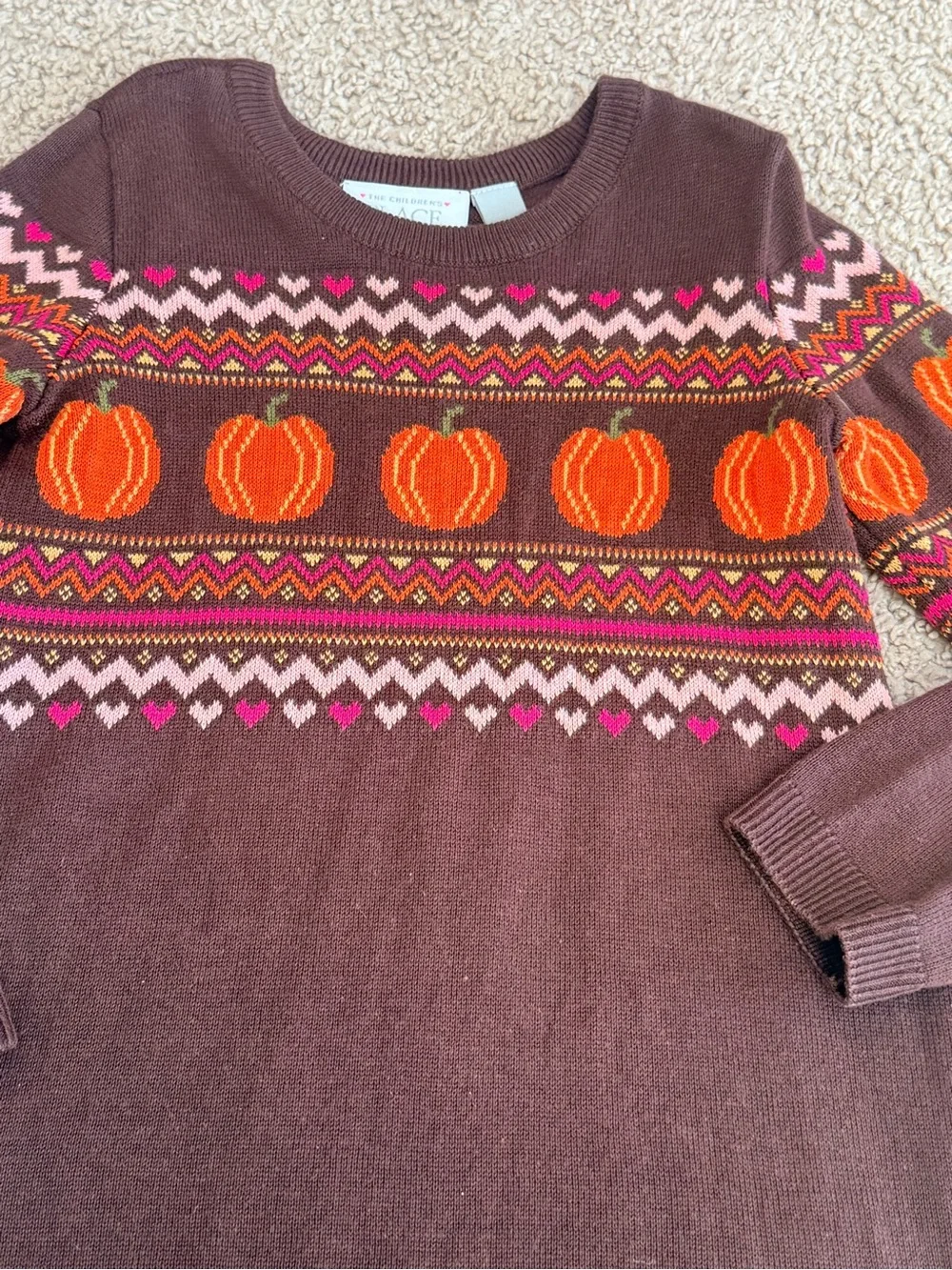 The Children’s Place Girls 5T Pumpkin Fair Isle Sweater Dress